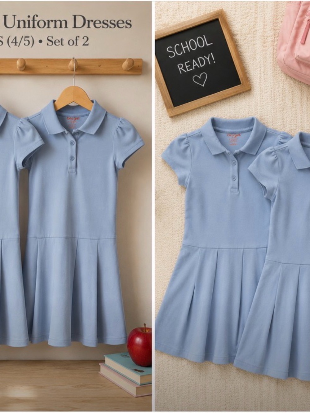 Girls Light Blue Polo Uniform Dress by Cherokee